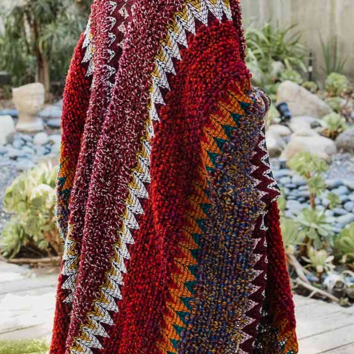 Authentic Beauty Crochet Kimono in Maroon and Multi-Color
