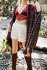 Authentic Beauty Crochet Kimono in Maroon and Multi-Color