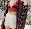 Authentic Beauty Bohemian Crochet Kimono in Maroon & Multi