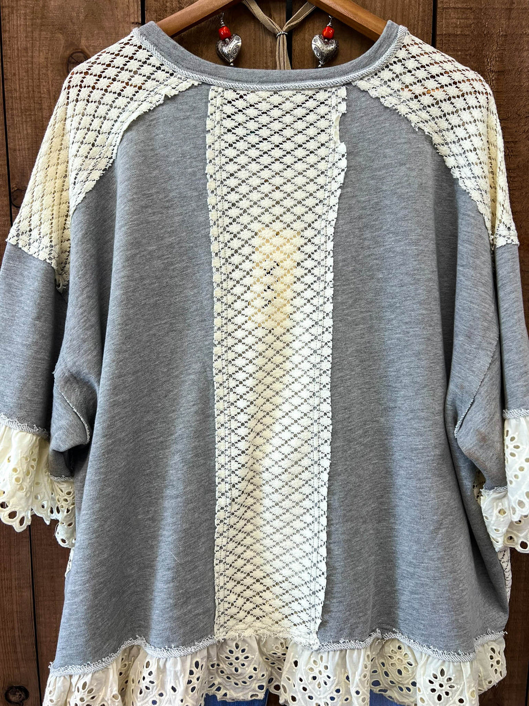 Beauty & Peace Fabulous Embellished Blue & Ivory Poncho Tunic