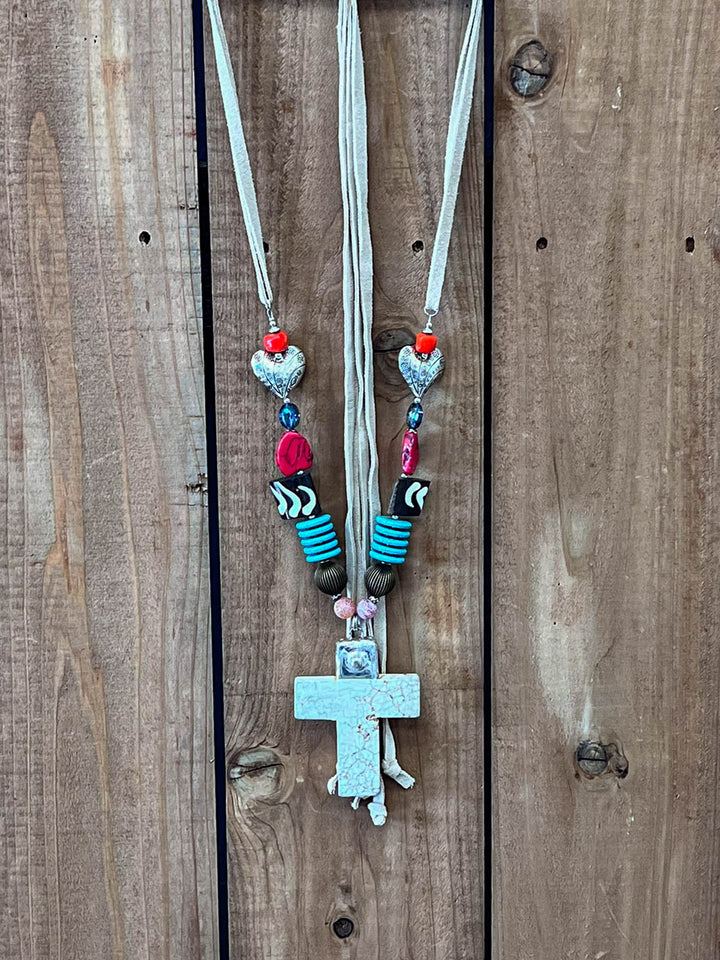 Santa Fe Cross Vibrant Art - Natural Stone