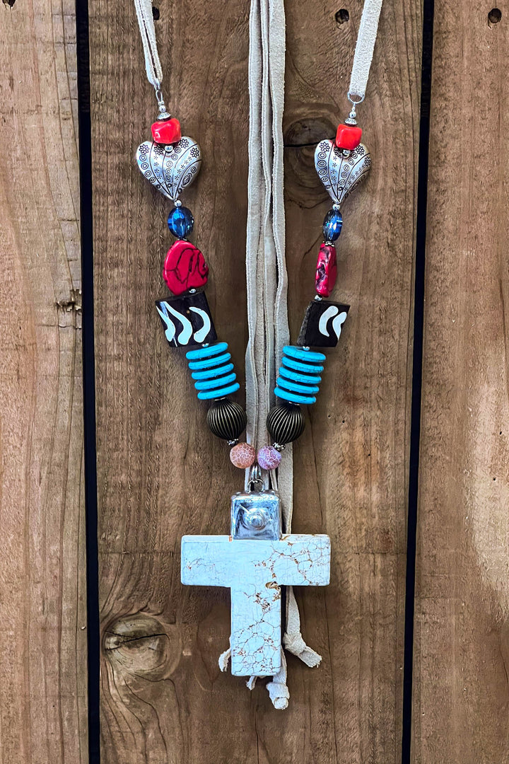 Santa Fe Cross Vibrant Art - Natural Stone