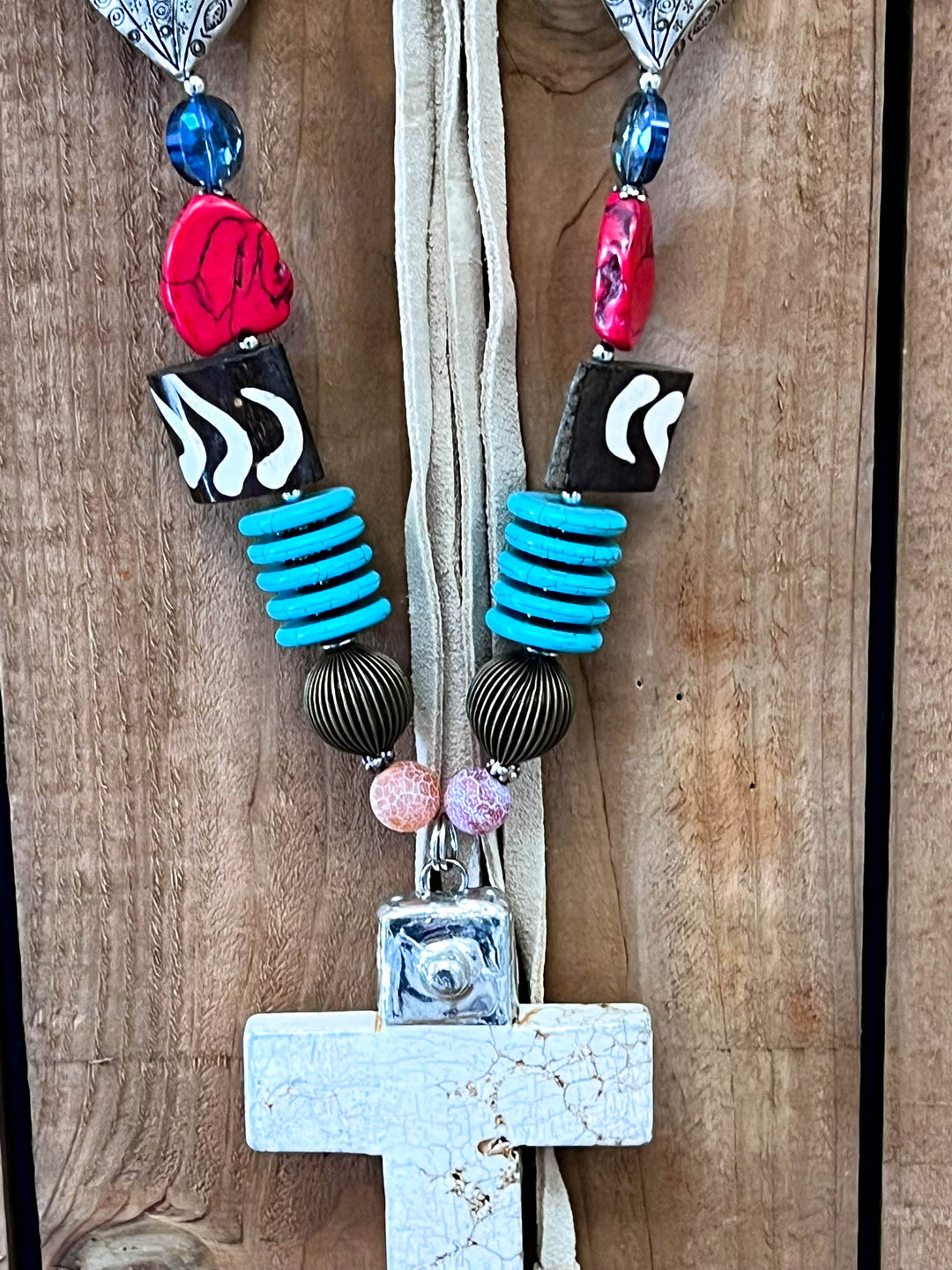 Santa Fe Cross Vibrant Art - Natural Stone