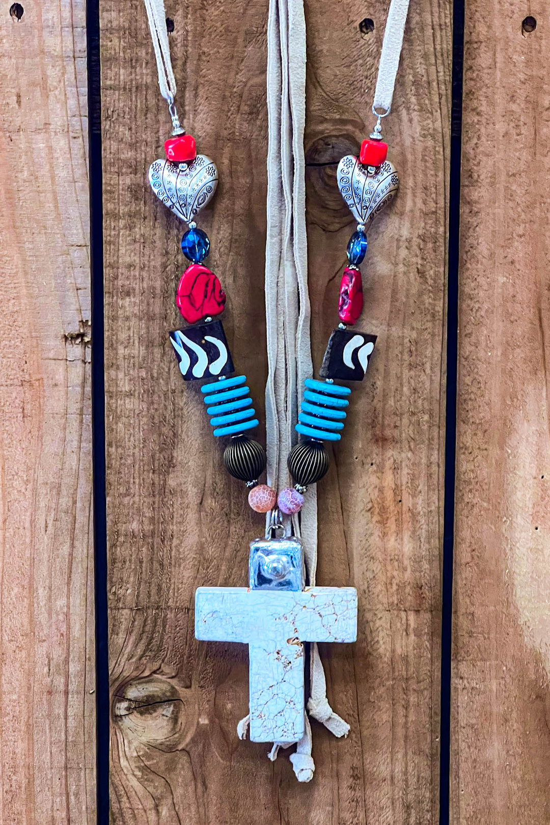 Santa Fe Cross Vibrant Art - Natural Stone