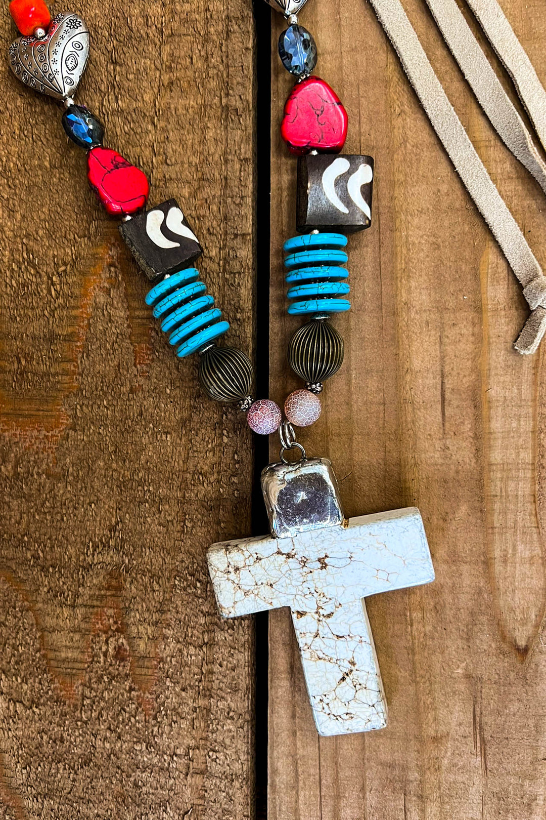 Santa Fe Cross Vibrant Art - Natural Stone