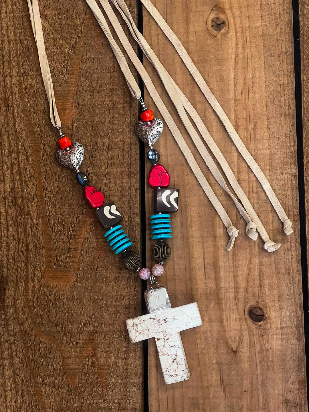 Santa Fe Cross Vibrant Art - Natural Stone