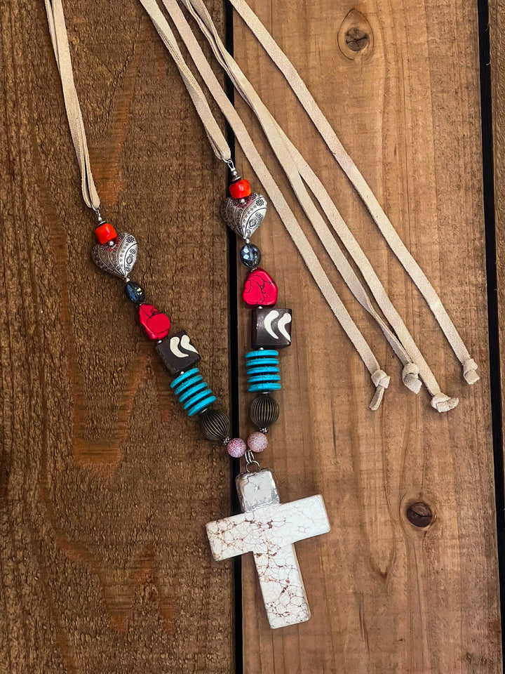 Santa Fe Cross Vibrant Art - Natural Stone