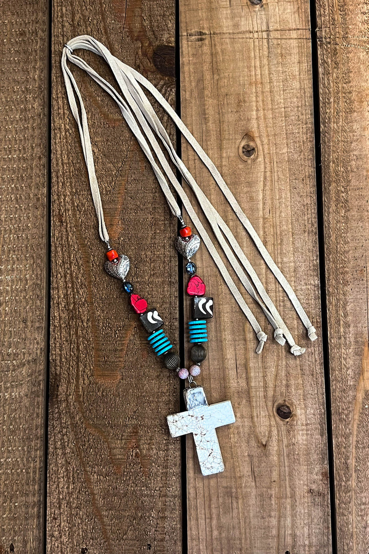 Santa Fe Cross Vibrant Art - Natural Stone