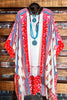ENJOYING THIS MOMENT BALI GAUZE KIMONO IN RED & MULTI