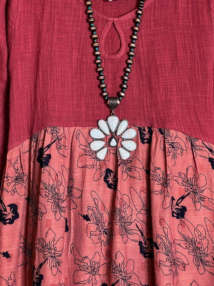 16-20 SIZE -  BABYDOLL TUNIC IN RUST--------SALE