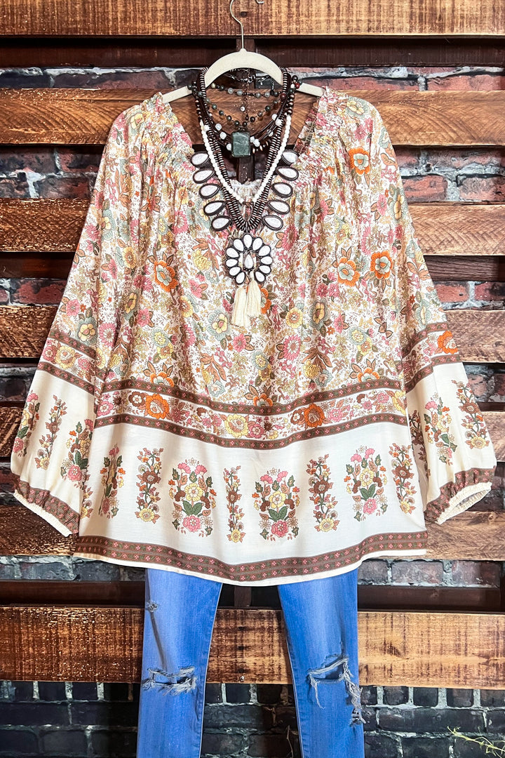 14-18 Size - Bohemian Tunic in Natural & Multi-------Sale
