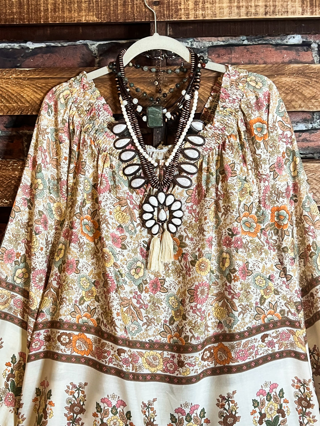 14-18 Size - Bohemian Tunic in Natural & Multi-------Sale
