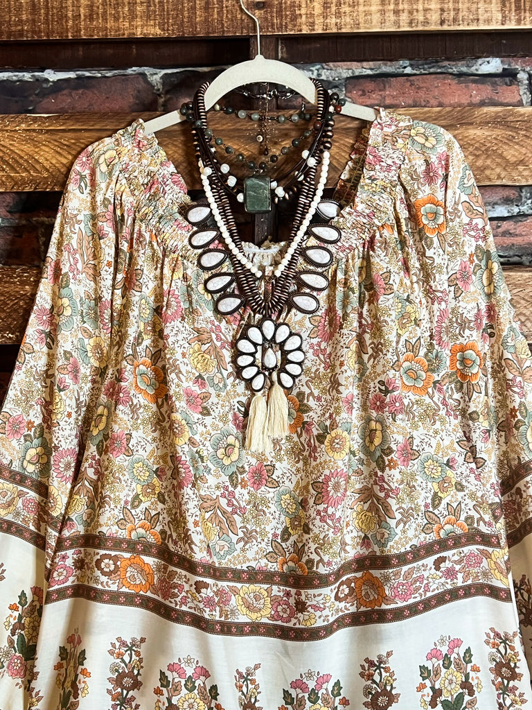 Looking Lovely Bohemian Tunic in Natural & Multi