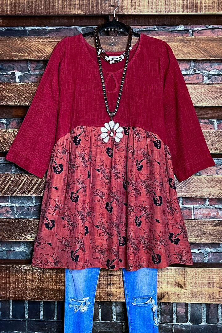 16-20 SIZE -  BABYDOLL TUNIC IN RUST--------SALE