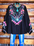 PLUS SIZE EMBROIDERED TUNIC IN BLACK -----------SALE