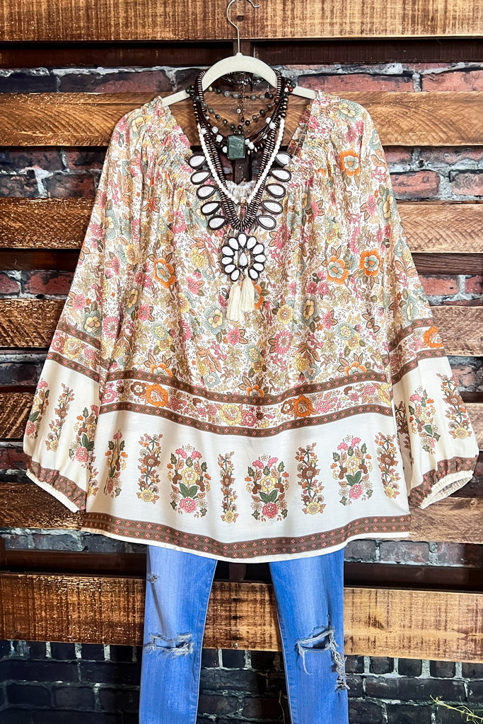 Looking Lovely Bohemian Tunic in Natural & Multi