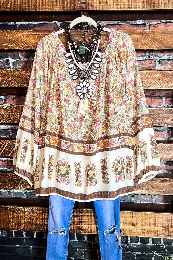 14-18 Size - Bohemian Tunic in Natural & Multi-------Sale