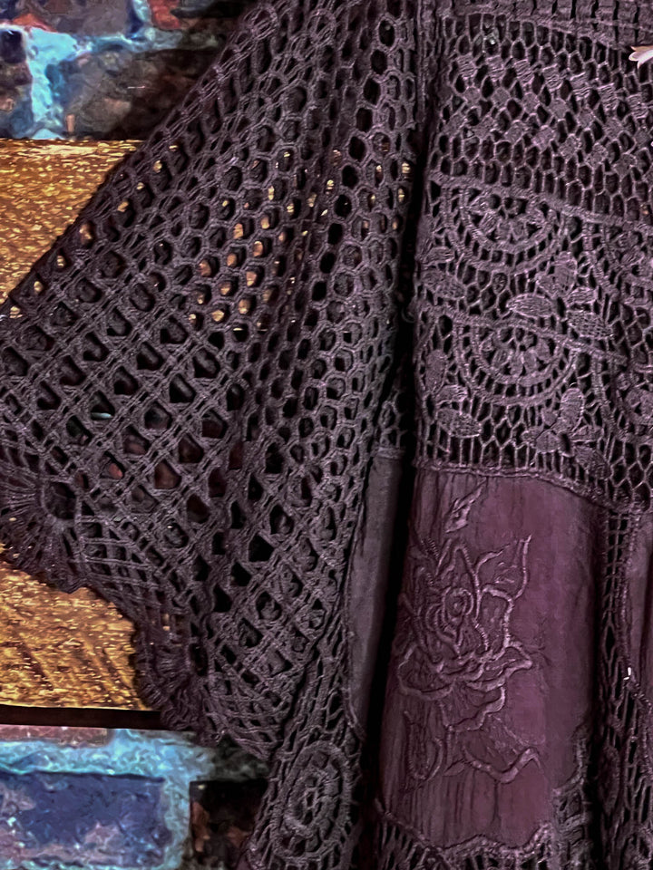 GRACEFUL BEAUTY BROWN 100% COTTON CROCHET TUNIC