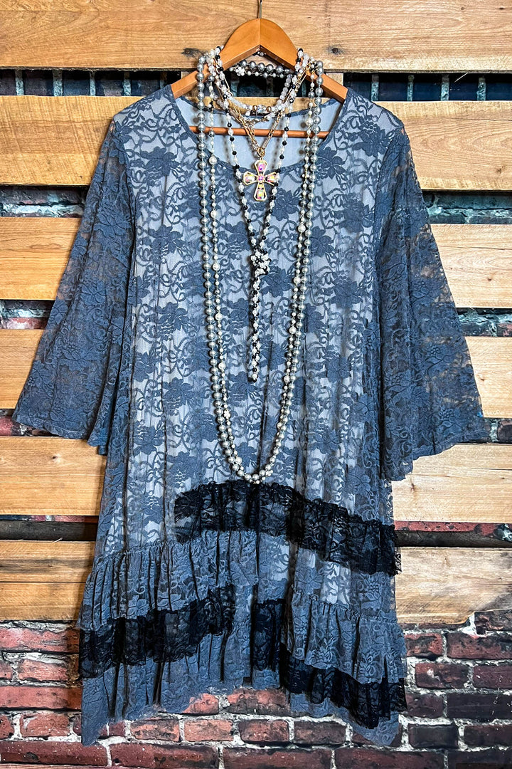 Pure Enchantment Like a Poem Gray Lace Dress