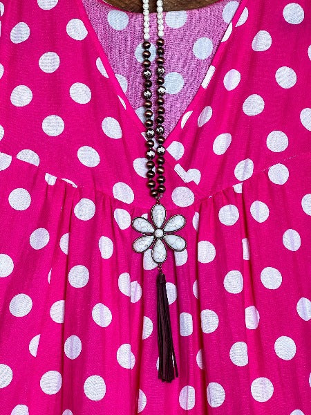 SWEET MOMENTS POLKA DOT TOP IN HOT PINK