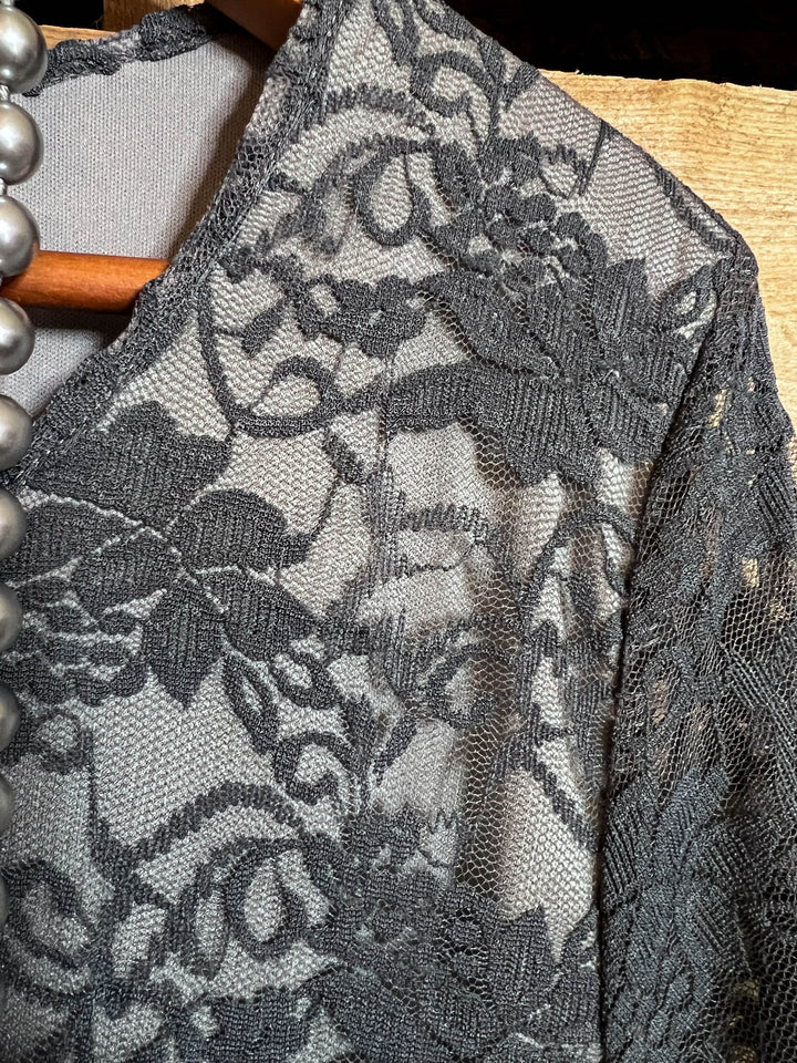 Pure Enchantment Like a Poem Gray Lace Dress