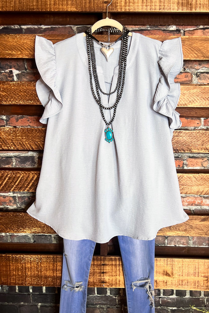 Sweet Emotions Top in Light Gray