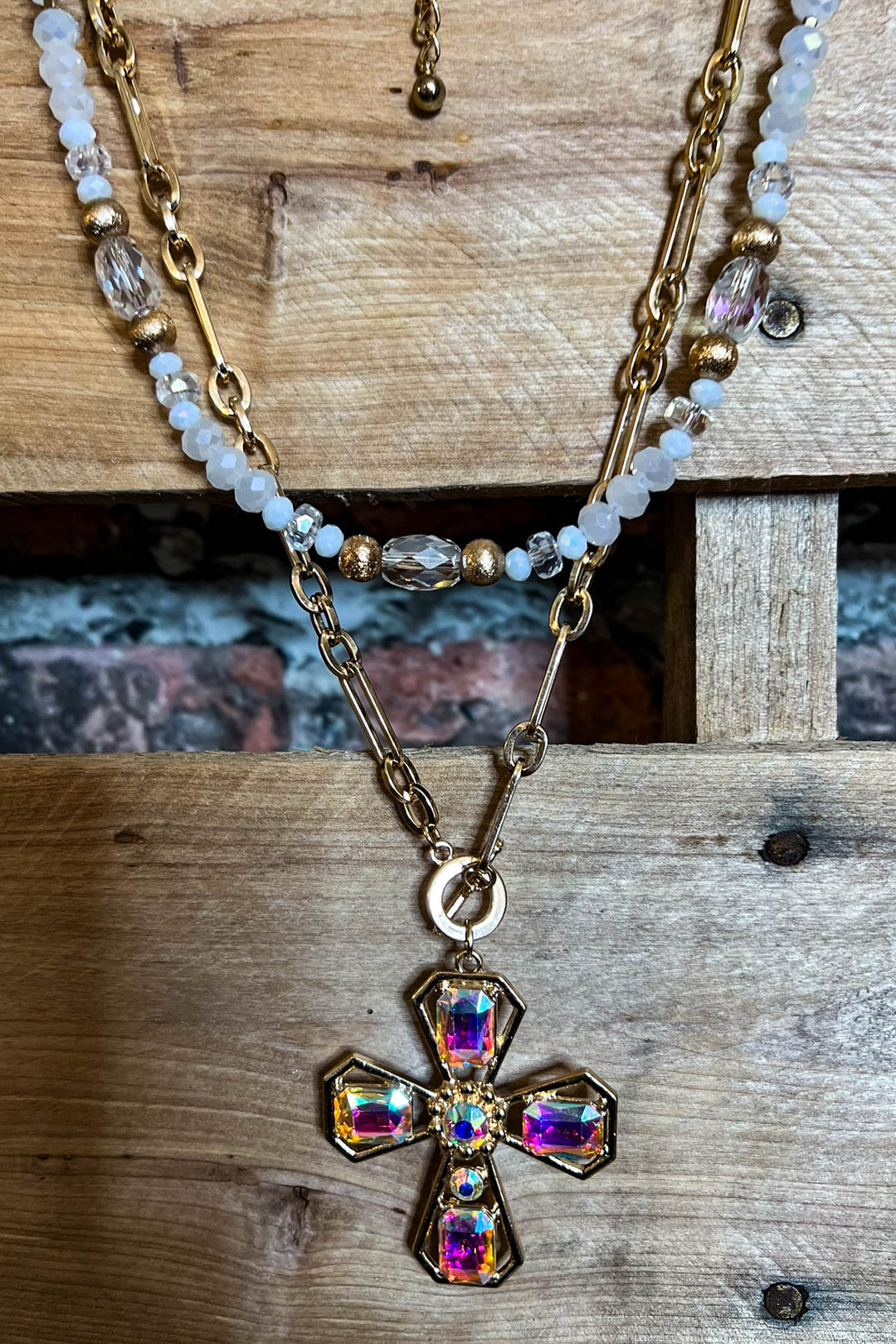 Fab Vintage Inspired Crystal Cross Necklace