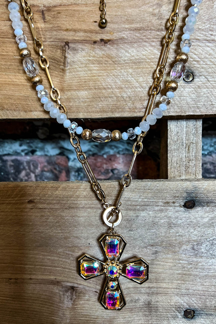 Fab Vintage Inspired Crystal Cross Necklace