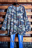 CHASING STARS CAMO BRUSHED TUNIC IN BROWN & OLIVE