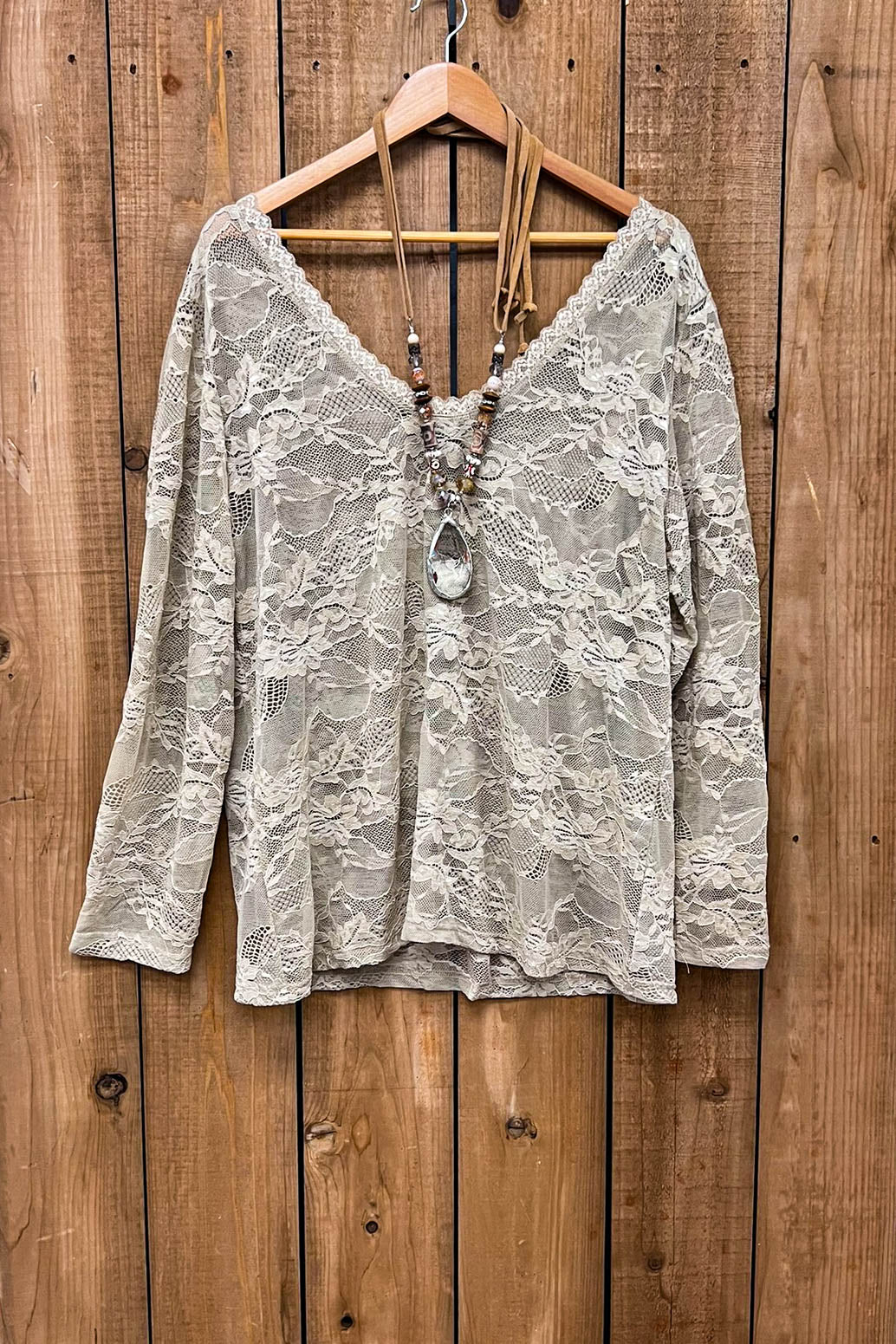 Sweet Vintage Essentials Lace Top - Sand