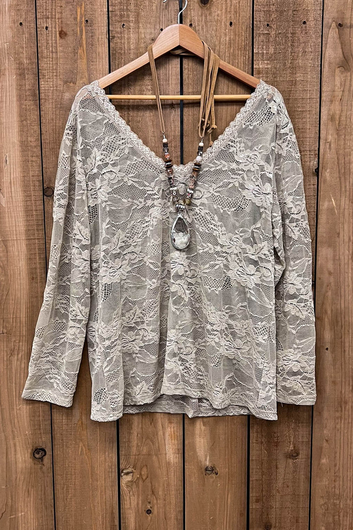 Sweet Vintage Essentials Lace Top - Sand