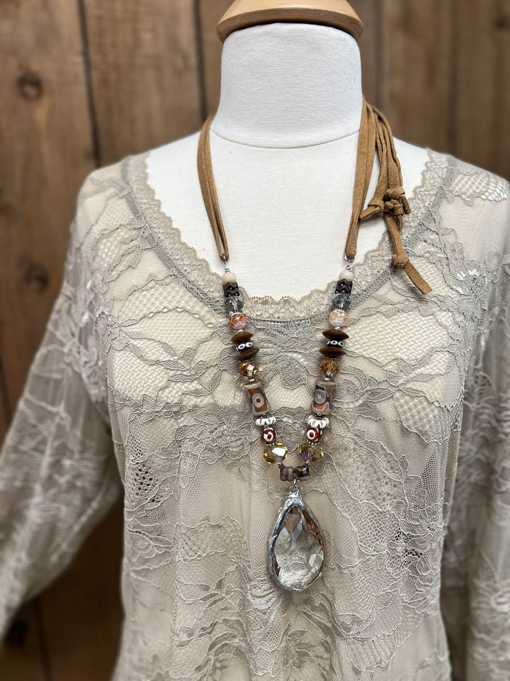 Sweet Vintage Essentials Lace Top - Sand