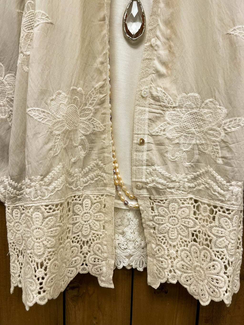 True Love Embroidered Shirt Tunic - Beige