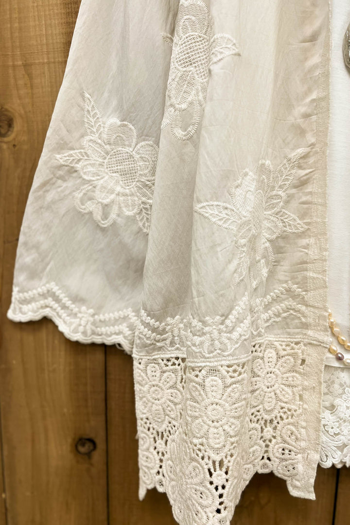 True Love Embroidered Shirt Tunic - Beige