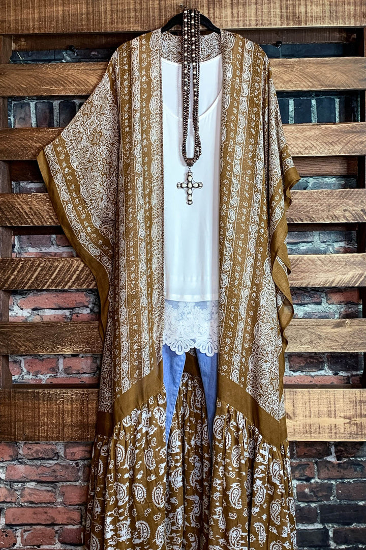 Le Bohemian Heart & Soul Oversized Maxi Kimono in Brown