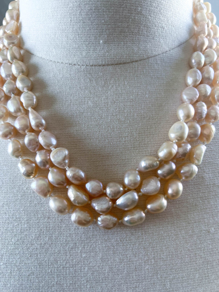 Forever Timeless Classic Natural Freshwater Pearls Necklace - Baroque Shaped Pearls