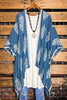 BLUE MOON BOHO PARADISE EMBROIDERED KIMONO PACIFIC BLUE