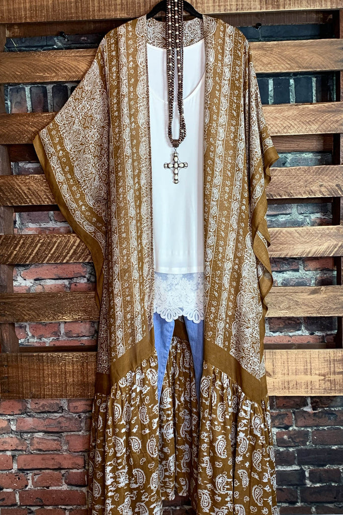 Le Bohemian Heart & Soul Oversized Maxi Kimono in Brown