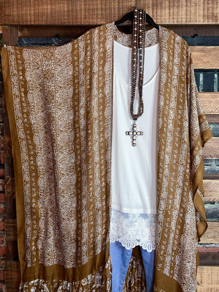 Le Bohemian Heart & Soul Oversized Maxi Kimono in Brown