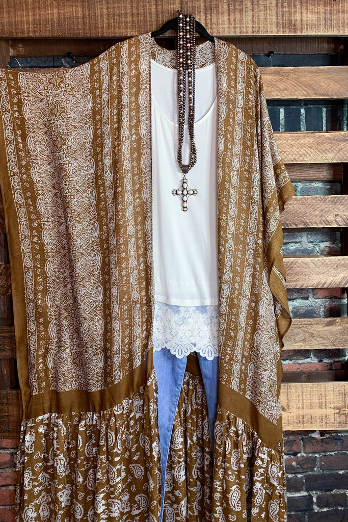 Le Bohemian Heart & Soul Oversized Maxi Kimono in Brown