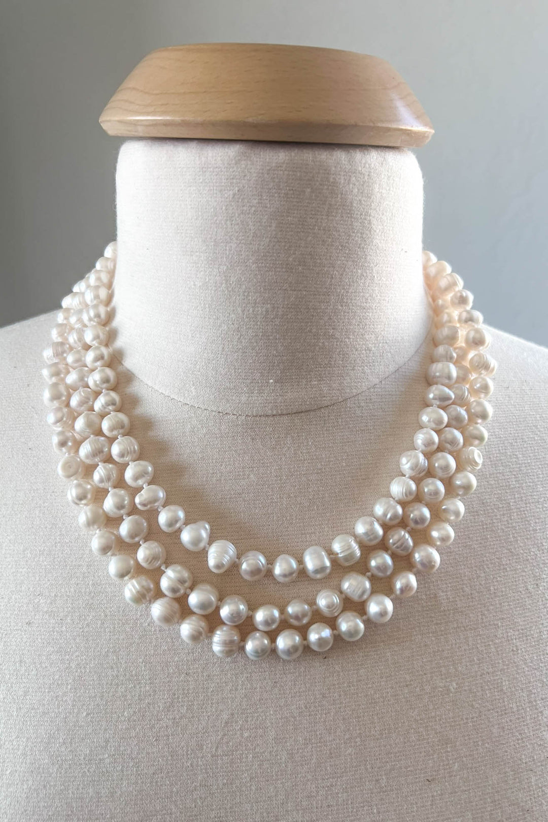 Forever Timeless Classic Natural Freshwater Pearls Necklace - Ivory