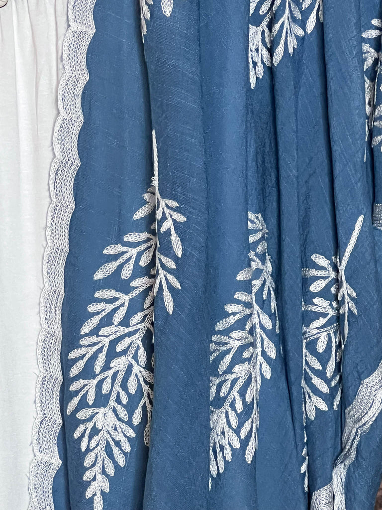 BLUE MOON BOHO PARADISE EMBROIDERED KIMONO PACIFIC BLUE