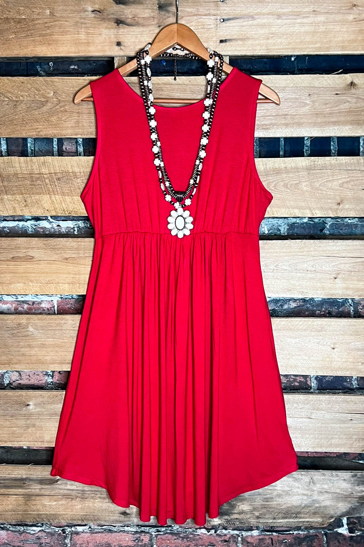 WEEKEND GETAWAY RED CASUAL DRESS