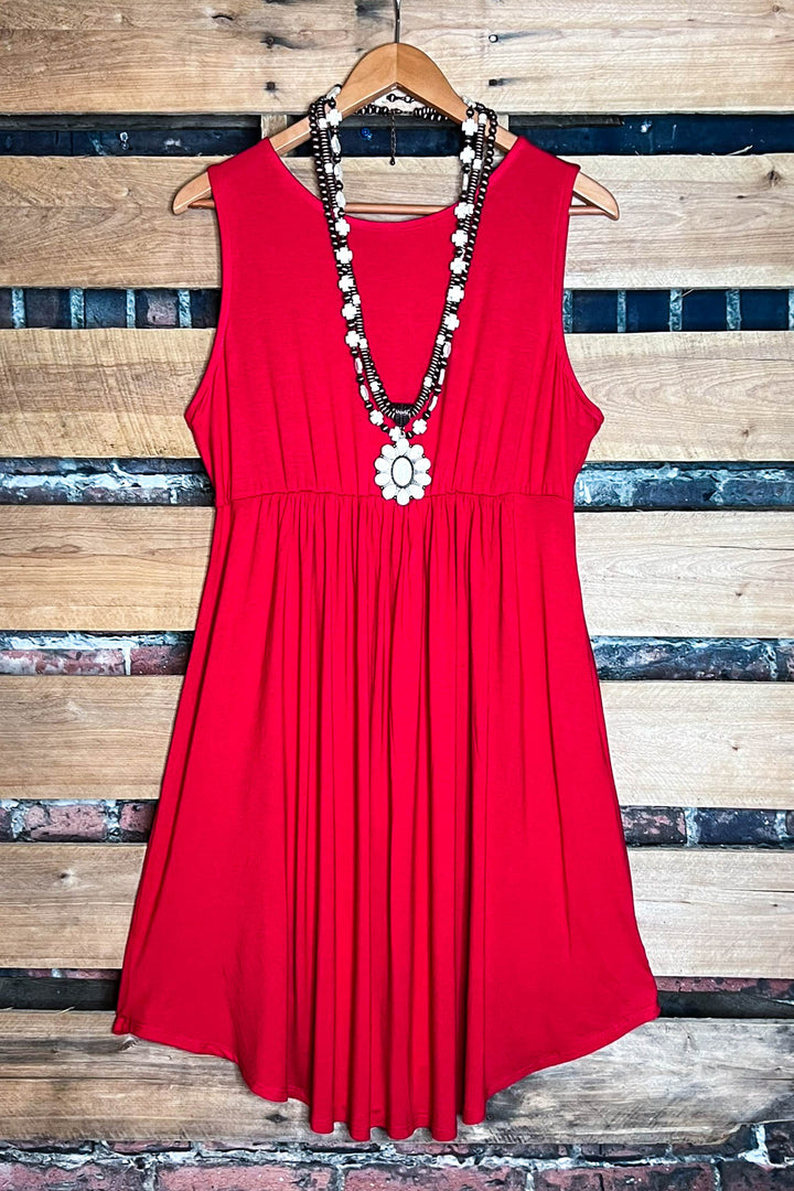 WEEKEND GETAWAY RED CASUAL DRESS