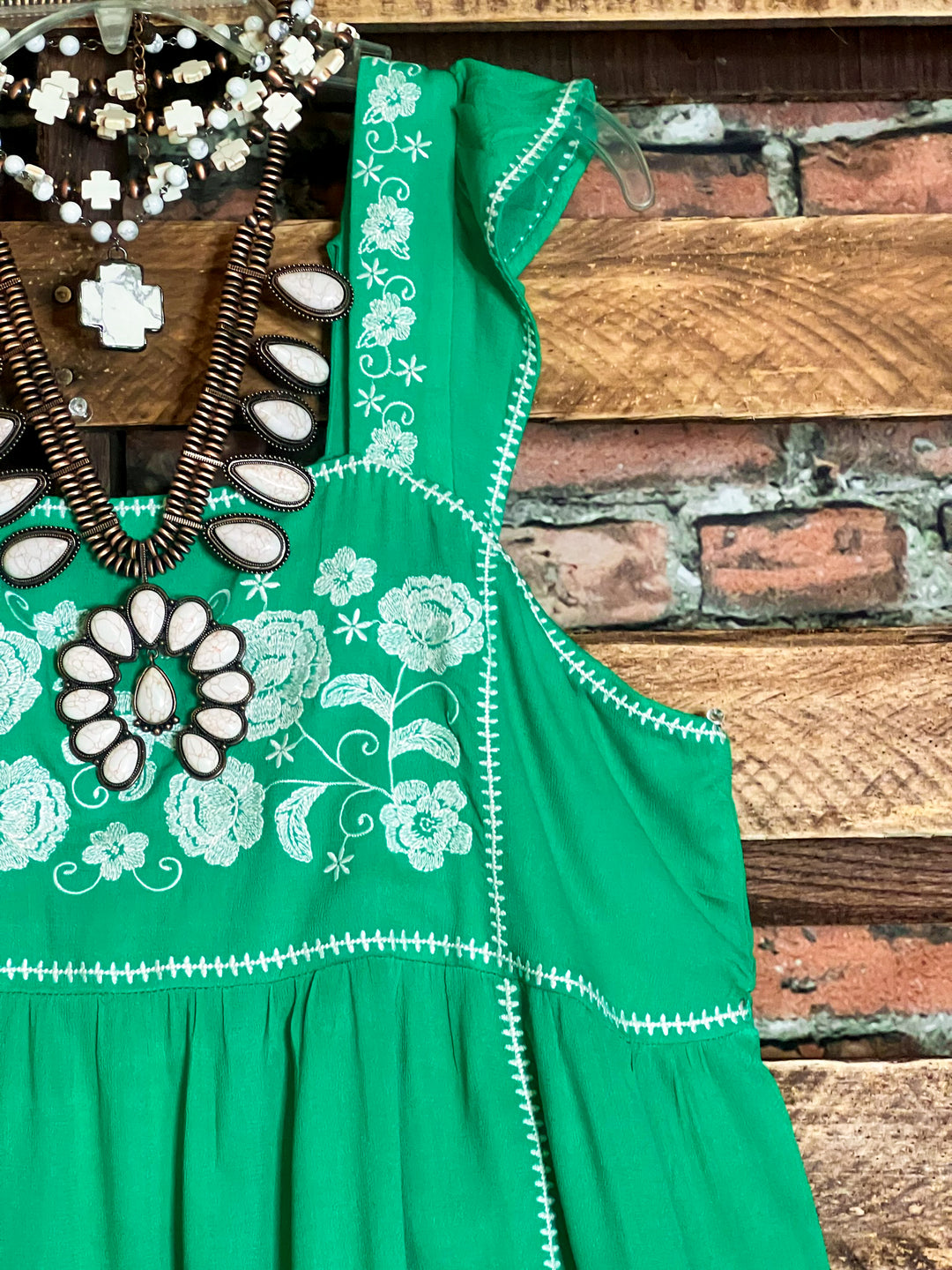 KELLY GREEN EMBROIDERED TOP--------------SALE