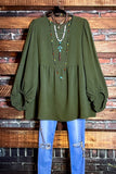 COOL PERFECTION OLIVE OVERSIZED BABYDOOL TOP