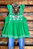KELLY GREEN EMBROIDERED TOP--------------SALE