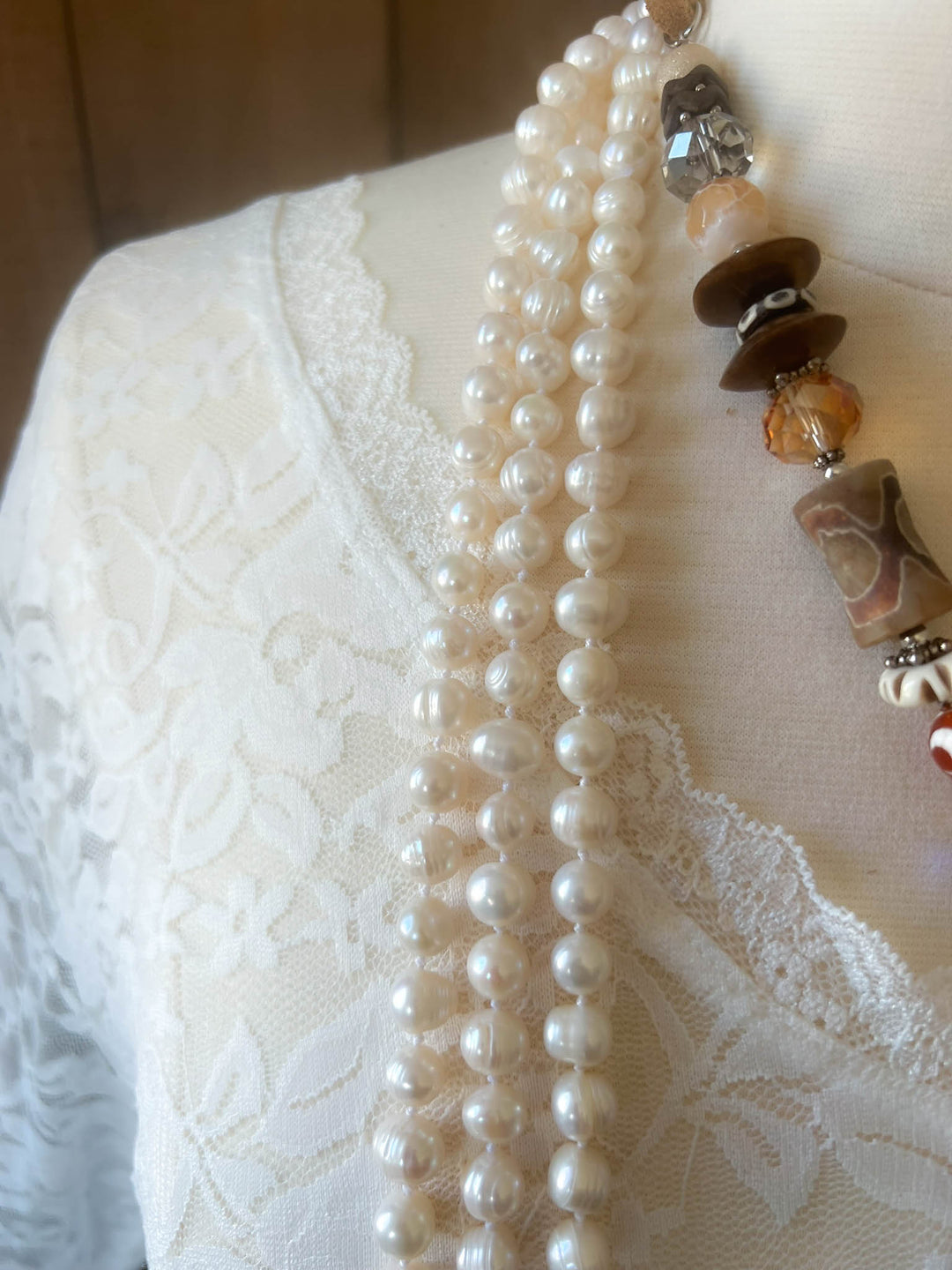 Forever Timeless Classic Natural Freshwater Pearls Necklace - Ivory