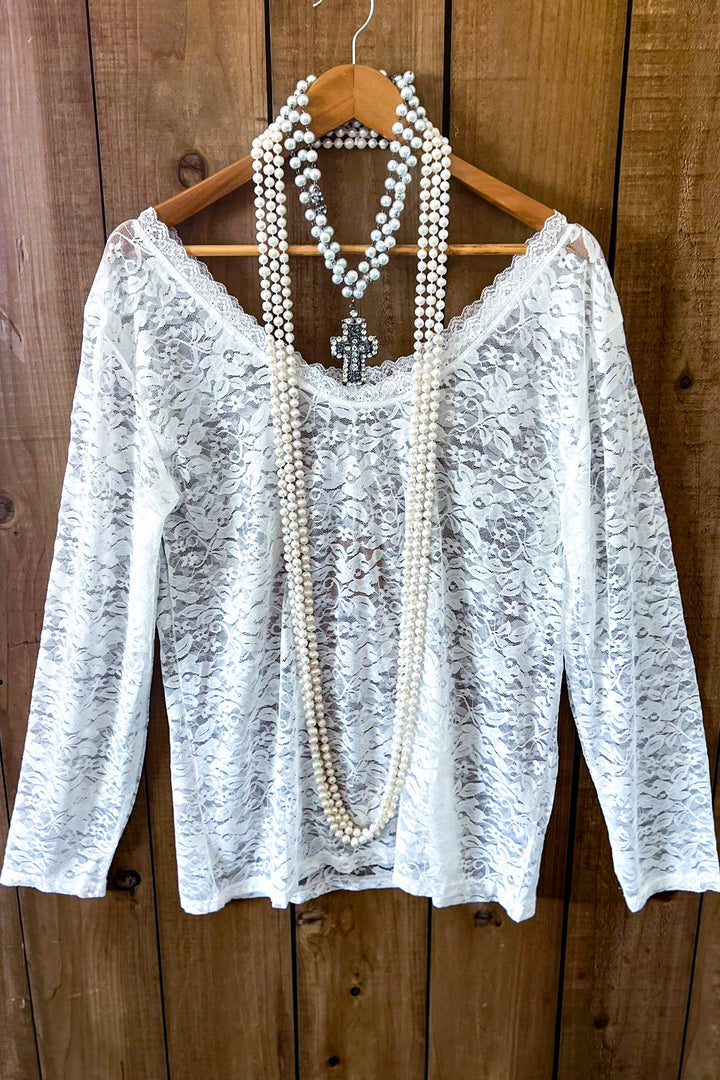 Sweet Vintage Essentials Lace Top - White