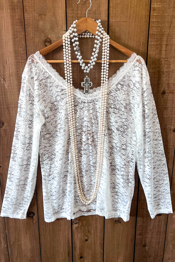 Sweet Vintage Essentials Lace Top - White